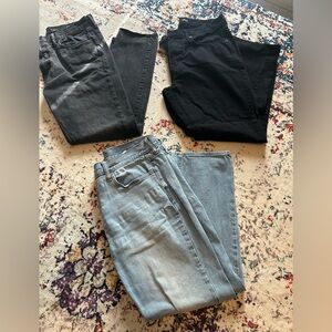 3 pairs Old Navy Classic Black, Gray, and Light Blue Men's Jeans